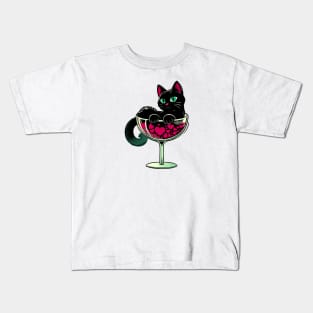 Valentines day cat bath in hearts Kids T-Shirt